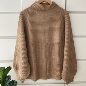 Mock Neck Oversized Camel Sweater